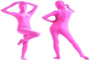 Unisexe Pink Lycra Spandex Costume Costume Tenue complète Femmes Sexy Men Body Costumes Back Zipper Halloween Party Fancy Dishor Cos9002820