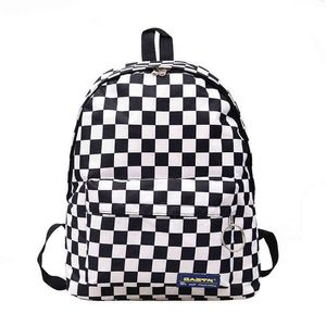 Unisex plaid nylon vrouwelijke reisdag rugzak laptop backpack book school tassen feminina school casual backpack dames tas j220620