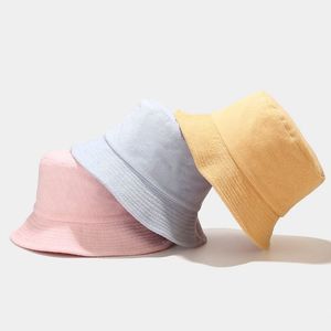 Unisex effen badstof handdoek emmerhoeden Travel Sun Bucket Hat vismuts df071