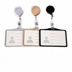 Sacs de carte de crédit en aluminium en plastique unisexe Sacs de carte de crédit Docteur poitrine de badge rétractable Reel Couverture de carte de travail Nom de la carte d'identité ID Clip i3ve #