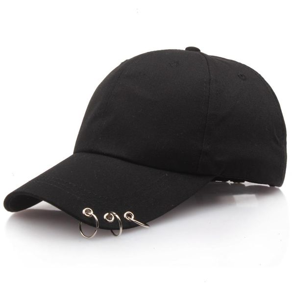 Casquette de Baseball Punk unisexe avec anneaux mode Bboy réglable décontracté Snapback Sport hip-hop balle chapeau femmes noir rose blanc casquettes