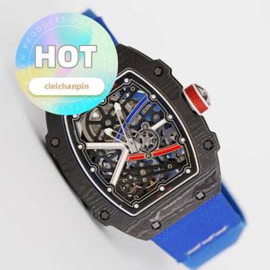 Montre-bracelet RM unisexe Rm67-02 montre mécanique automatique Rm6702 bleu Ntpt fibre de carbone titane cadran en métal machines chronographe de renommée mondiale