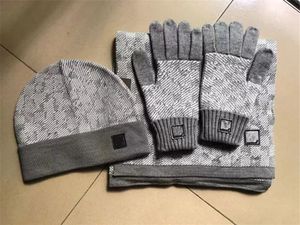 Unisex Sjaal 2022 2021 Luxe Merk Muts Sjaal Handschoenen Sets Vrouwen Mannen Designer Sjaals Cap Handschoenen Winter Outdoor Ski Warm Unisex mutsen Set Box