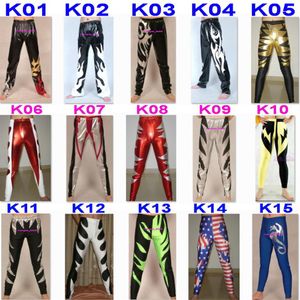 Unisexe brillant Lycra métallisé pantalons Costumes 15 Style pantalon de lutte Sexy femmes Legging Halloween fête déguisements Cospl290J