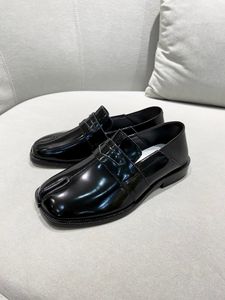 Unisex schoenen Tabi Penny Loafers Zwart echt echt kalfsleer Opvouwbare instapper aan de achterkant