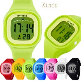 Unisex Silicone LED Light Digital Sport Wrist Watch Women Girl Men Boy Boy Watches Colorful Light Swimming Wating Watcher 285K