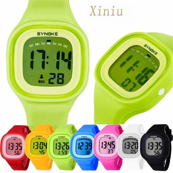 Reloj de pulsera deportivo Digital con luz LED de silicona Unisex para niños, mujeres, niñas, hombres y niños, relojes con luz colorida para nadar, reloj resistente al agua 193M