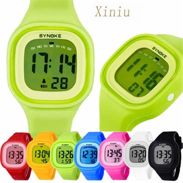 Montre-bracelet de Sport numérique unisexe en Silicone, lumière LED, pour enfants, femmes, filles, hommes et garçons, lumière colorée, natation, étanche, 287I