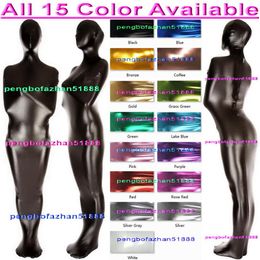 Unisex Slaapzak Catsuit Kostuum Volledige Outfit Sexy 15 Kleur Glanzend Metallic Mummie Kostuums Panty Body Bags Sleepsacks Halloween 281r