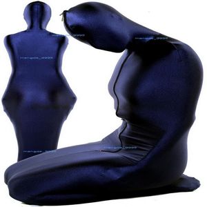 Unisex Slaapzak Outfit Donkerblauw Lycra Spandex Mummie Kostuums Sexy Mannen Vrouwen Body Zakken Sleepsacks Catsuit Kostuum Halloween pa269E