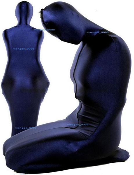 Traje de saco de dormir unisex Trajes de momia de lycra spandex azul oscuro Hombres sexy Mujeres Bolsas para el cuerpo Sacos de dormir Disfraz de catsuit Halloween Pa8999412