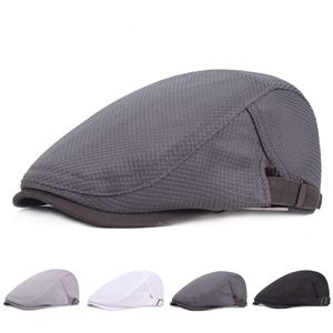 Unisexe couleur unie filet casquette Polyester gavroche casquettes chapeaux Portable décontracté hommes femmes bérets plat conduite chasse Golf Cabbie casquette