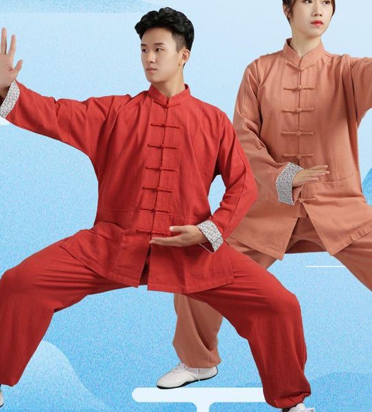 Unisex primavera otoño alta calidad algodón lino artes marciales Tai Chi Tang trajes Wing Chun uniformes Taiji Wushu ropa gimnasio