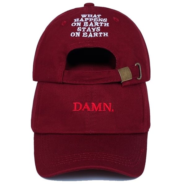 Unisexe Printemps été DAMN Chapeaux Brodé Earth Dad Hat Hip Hop casquette Kendrick lamar Rapper chapeaux Casquette de baseball en gros 220727