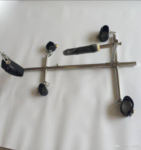 Unisex roestvrijstalen bondage frame hondenslaven bdsm -apparaten sets handboeien ketenen enkel manchetten nek kraag dildo sex meubels5891982