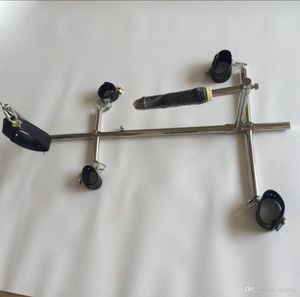 Unisex roestvrijstalen bondage frame hondenslaven bdsm -apparaten sets handboeien ketenen enkel manchetten nek kraag dildo sex meubels4148868