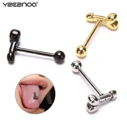 Unisex roestvrij staal voorkomen allergische tong barbell steden punk ring piercing body sieraden 240429