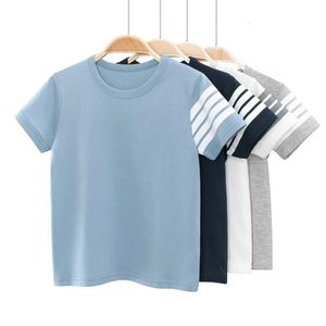 Unisexe Striped Striped T-shirt Boys Vêtements 2024 Été Childrens à manches courtes T-shirts Girls Cotton Top Kids Tentifiée 240506