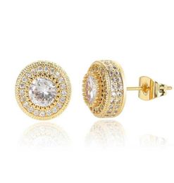 Boucles d'oreilles unisexes en Zircon cubique, coupe ronde, 1CM de diamètre, hip-hop en laiton, bijoux pour hommes et femmes, livraison directe, 5633442