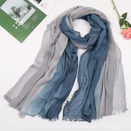 Style unisexe coton Hijab lin Designer écharpe femmes couleur unie longues femmes écharpes châle mode Snood mouchoir