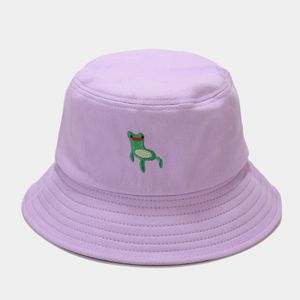 Chapéus de balde de verão unissex ao ar livre bordado sapo protetor solar touca de pesca chapeau de verão panamá chapéus de sol dobráveis gorro de praia