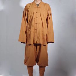 Unisexe Summerspring Cottonlinen Bouddha Bouddha Bouddhist Zen Vêtements Shaolin Monk Kungfu Martial Arts uniformes pose des costumes rouges / bleus