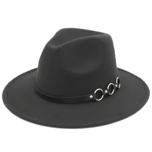 Chapeaux Fedora classiques pour hommes et femmes, casquette Panama à large bord avec anneaux toriques, ceinture en cuir
