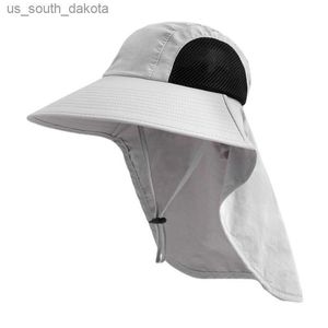 Unisexe Summer Wide Brim Imperméable et à séchage rapide Panama Caps Outdoor Visor Bucket Hats Mesh Respirant Sun Hat avec Neck Flap L230523