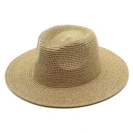 Sombrero de paja unisex para protección solar, sombrero de copa tejido de paja resistente a los rayos UV de moda