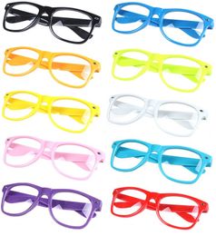 Lunettes de soleil unisexe Rivet Lunettes de soleil Retro Color Punk Geek Style Clear Lens Glasses