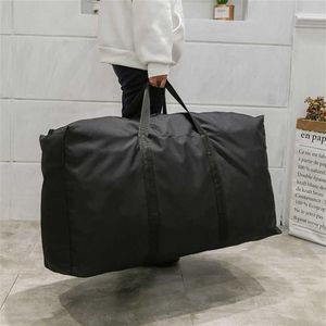 Unisex Thin Folding Luggage Bag Big Capacity Wearable Duffle Casual Light Men Handbag Weekender Oxford Clothing Storage s 220113242n