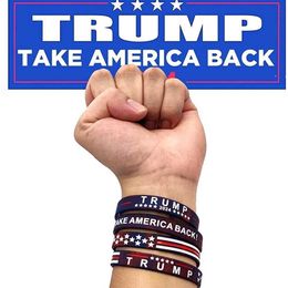 Unisex Tie Dye Caucho Pulsera de silicona Donal Trump 2024 Pulsera Favor de fiesta Mantenga a Estados Unidos Gran Presidente Trump Apoyo Brazalete Estrellas Tira