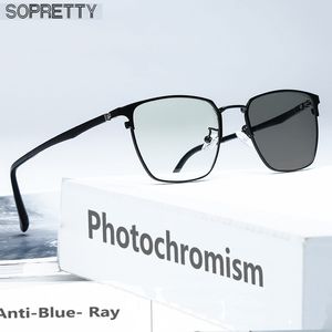 Lunettes unisexes ultra-légères photochromisme Anti-rayons bleus, montures de lunettes optiques à filtre carré et lunettes de soleil UV400