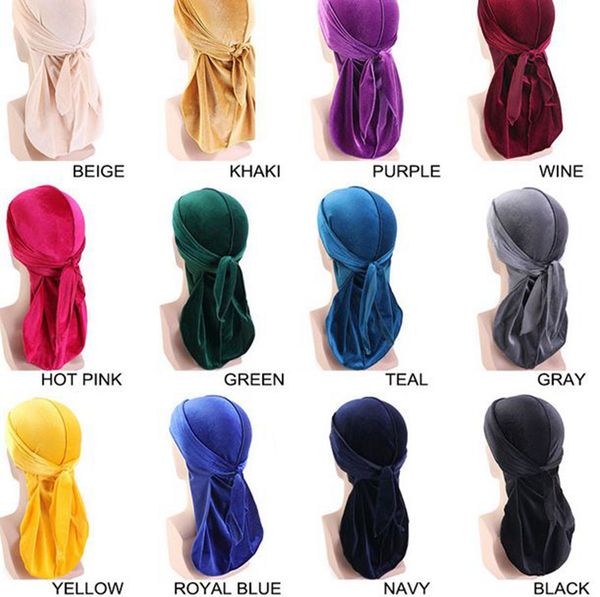 unisexe Velours Durags Bandana Turban Chapeau adulte casquettes Perruques Durag Biker Chapeaux Bandeau Longue Queue Chapeau Cheveux Accessoires chapeau de fête KKA7967