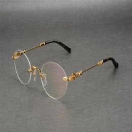 Gafas ópticas de aleación sin montura ovaladas con diseño de negocios Vintage Unisex, montura plateada y dorada, gafas para miopía e hipermetropía, 265K