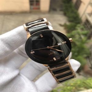 Relojes unisex Lady Famous Modern Qaurtz Fashion Black Ceramic Watch Ladies Casual Mens Sport Watch 37mm260n