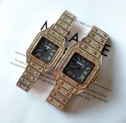 Unisex Horloges Liefhebbers Klok Romeinse Mannen Vrouwen Horloge Quartz Beweging All Diamond Out Out Horloge Hoge Kwaliteit Unisex Jurk Horloges Lady Clock