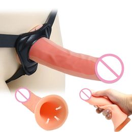 Unisexe Wearable Sex Toys Creux Manches Réaliste Gode Sangle sur Harnais Pénis Extender Produits BDSM pour Femmes Hommes Gay Lesbiennes 240115