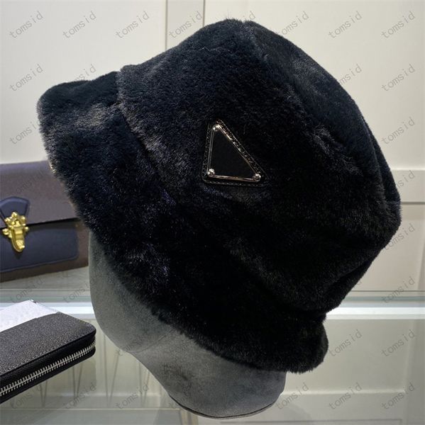 Unisexe hiver bord chapeaux chaud seau chapeau lapin fourrure luxe plat ajusté chapeau solide Bonnet mode rue chapeaux bonnets pour femmes hommes