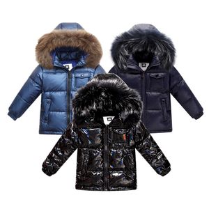 Manteau d'hiver unisexe doudoune pour garçons vêtements 2-14 ans vêtements pour enfants épaissir manteaux de vêtements d'extérieur avec parka en fourrure naturelle enfants 210916