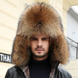 Unisex winter volledig bedekte echte vossenbont hoeden Russische hoed ski trapper jager hoed oorklep cap