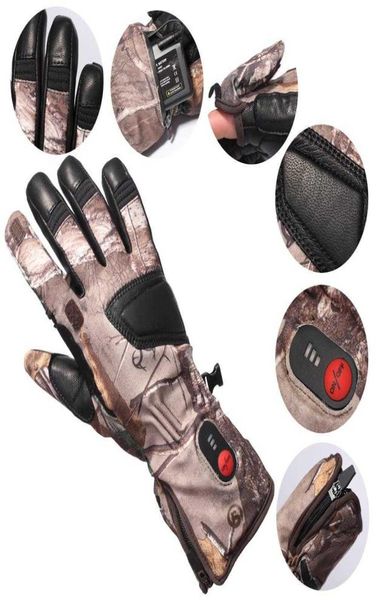 Unisex Invierno Cálido 3 niveles Interruptor Autocalentamiento Transferencia Camo eléctrico Guantes calentados Forro para correr Esquí Ciclismo Caza Q07877892