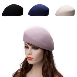 Unisex Women Men 100% Wool Felt Tilt Church Dress Fascinator Beret Hat Pillbox Cocktail Party A468 241V