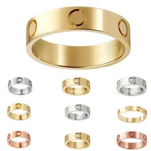 Unisex dames liefde ring heren designer band ringen paar sieraden titanium stalen band mode klassieke gouden zilveren rozenkleur schroef met diamanten maat 6-10