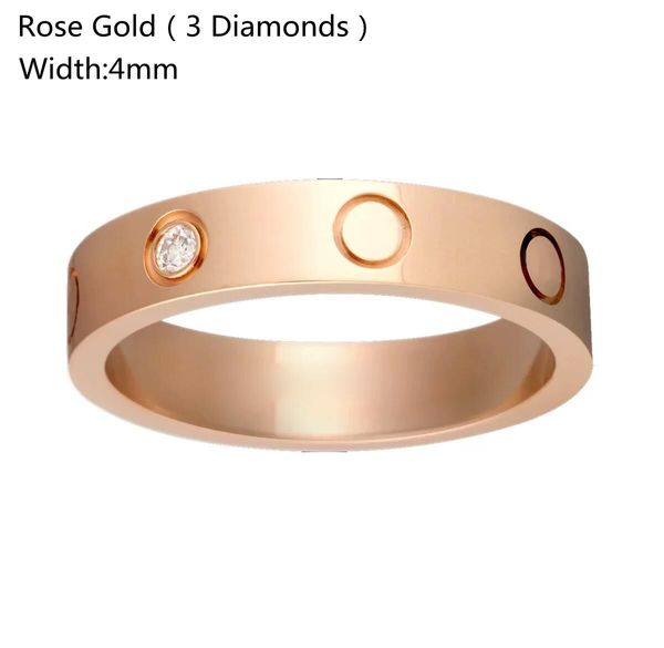 Unisex para mujeres amor anillo de diseñadores para hombres anillos de la banda de la pareja de joyas titanium band de la moda clásica del color de color rosa plateado de oro con diamantes tamaño 6-10 3325