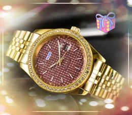 Unisexe Womens Mens Diamond Diamants Ring Cool Watches 40 mm de haute qualité Trois stiches Design Luxury Automatic Mouvement Mouvement horloge DATE DATE DATE CONDIONNE