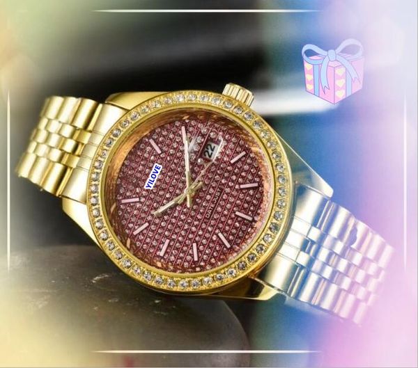 Unisexe Womens Mens Quartz Watches Date Heure Date Heure Three Stiches Diamants Ring Japan Quartz Mouvement Calendrier Calendrier