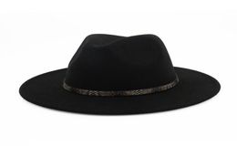 Unisexe Wool Felt Hat Jazz Fedora Chapeaux Snake Decoration Grain Decoration Homburg Hat Hat Flat Brim Panama Forme Cap Trilby Chapeau5228959