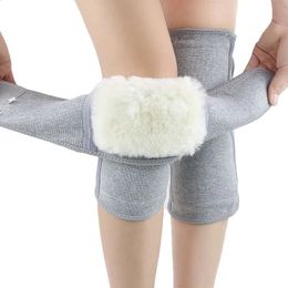 Unisex wol pluche knie kussens koude bescherming gewricht ondersteuning onder druk elastische sportbescherming warm 1 paar 240323