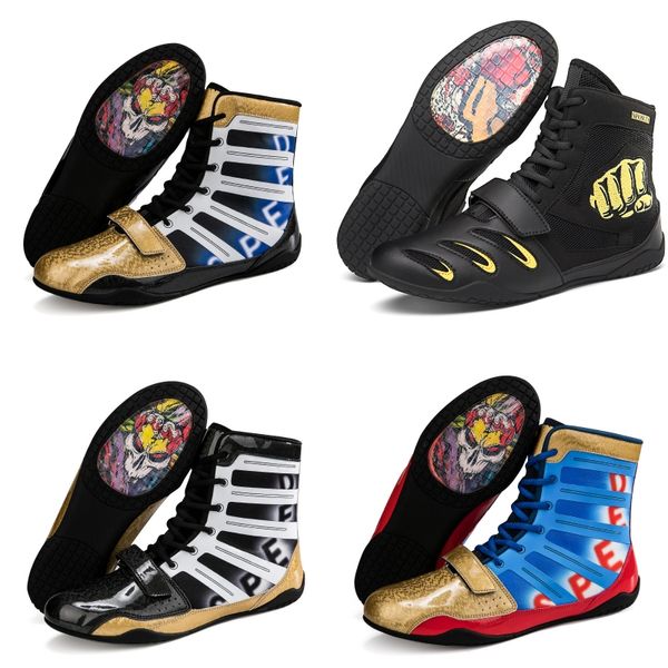 Zapatos de lucha Unisex para hombres, botas de entrenamiento con suela muscular de vaca, botas con cordones, zapatillas de boxeo profesionales